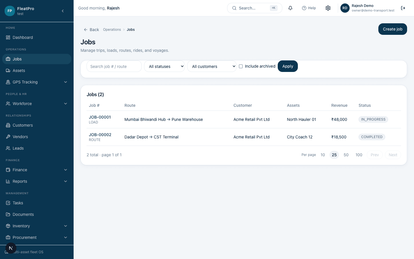 FleatPro jobs from demo company