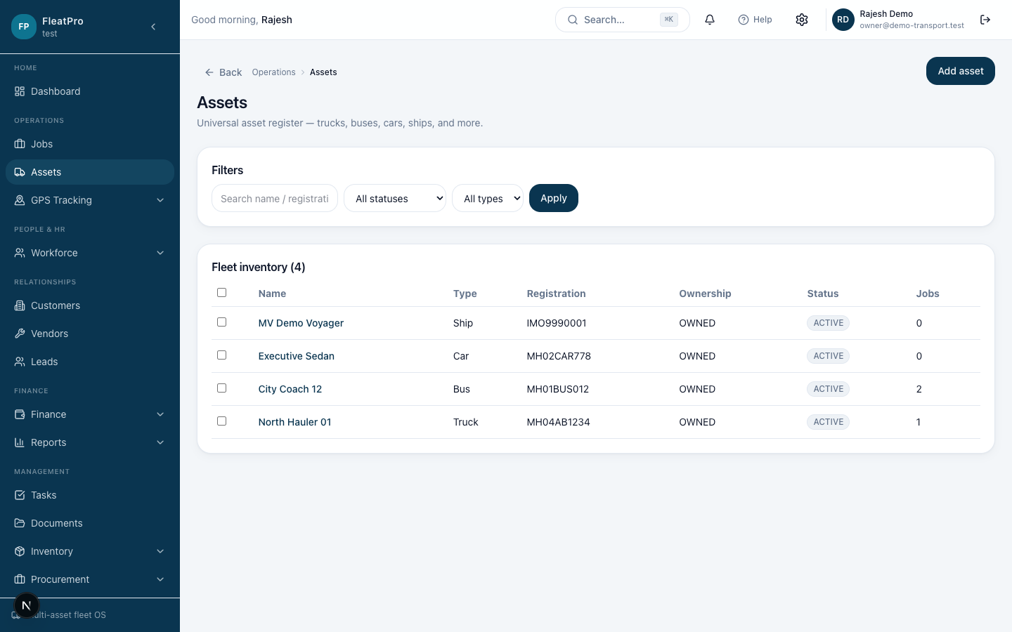 FleatPro — Fleet & Assets
