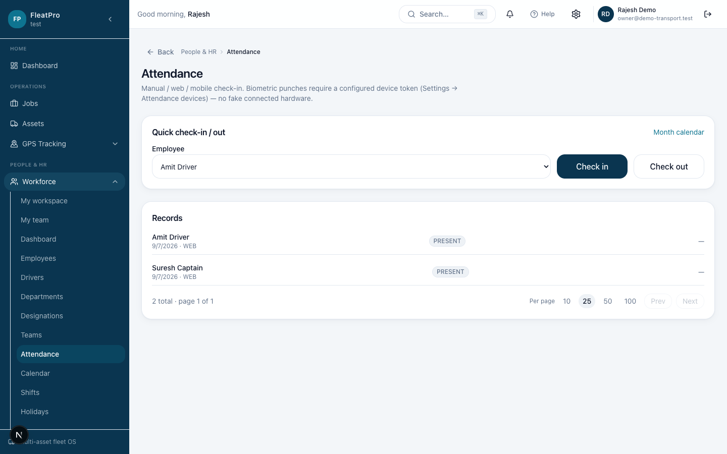 FleatPro — Attendance