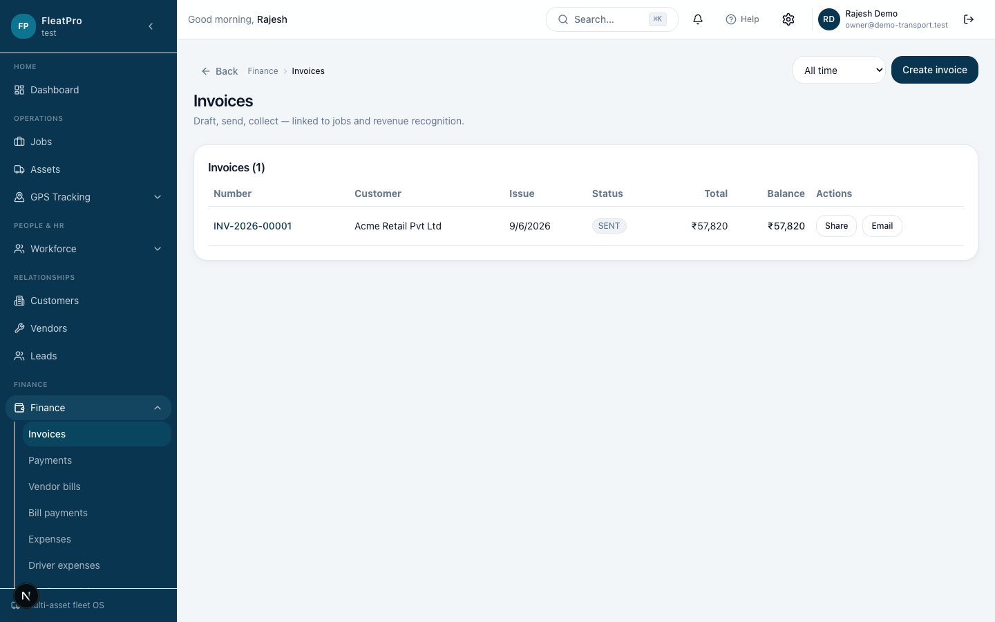 FleatPro — Invoices