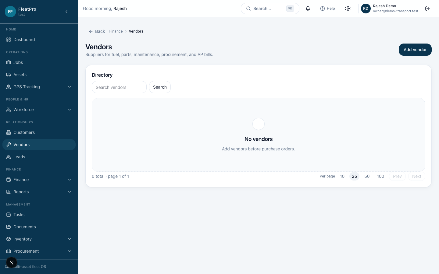 FleatPro — Vendors